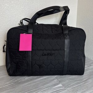Betsy Johnson Black Quilted Heart Pattern Duffle Bag